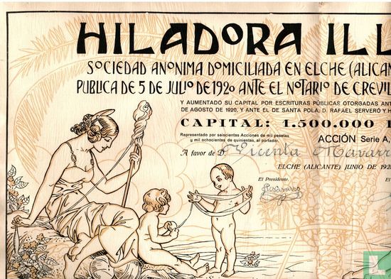 Hiladora Illicitana, Accion de 500 Pesetas, 1925 - Afbeelding 1