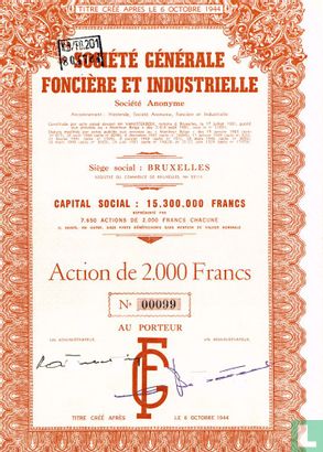 Société Générale Foncière et Industrielle, Action de 2.000 Francs