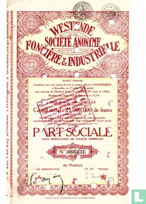 Société Anonyme Foncière et Industrielle, Part Sociale, 1931 