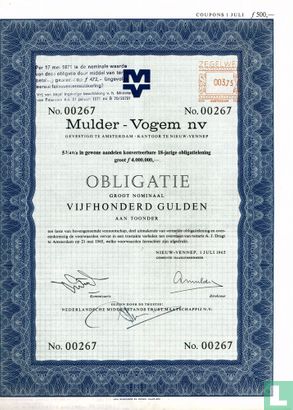 Mulder-Vogem NV, Obligatie 500 Gulden, 5 3/4%, 1965