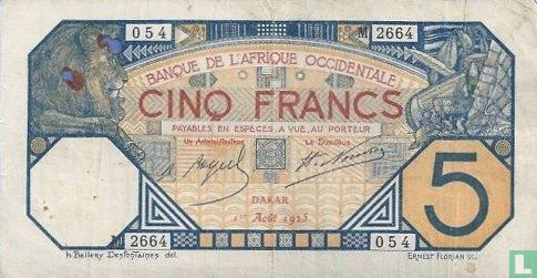 Afrique de l'Ouest français 5 Francs - Image 1