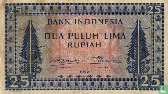 Indonesia 25 Rupiah 1952 - Image 1