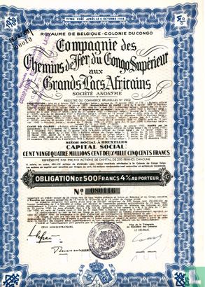 Compagnie des Chemins de Fer du Congo Superieur aux Grands Locs Africains, Obligation de 500 francs 4%, 1930