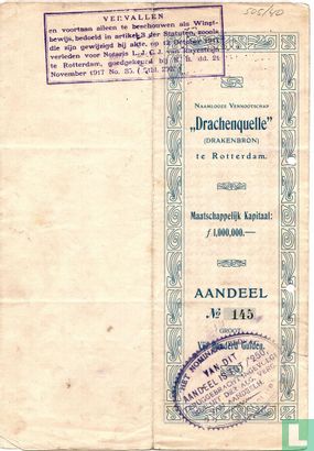 NV "Drachenquelle", Bewijs van aandeel groot vijf honderd gulden, 1903 - Afbeelding 2