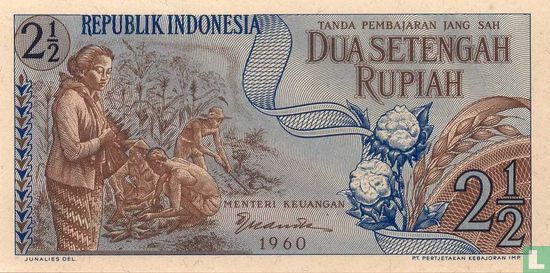 Indonesia 2½ Rupiah 1960 - Image 1
