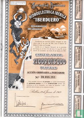 Hidroelectrica Iberica "Iberduero", Accion ordinaria al Portador 500 Pesetas, 1969