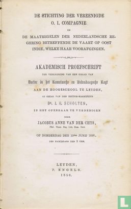 De stichting der Vereenigde O.I. Compagnie en de maatregelen der Nederlandsche regering betreffende de vaart op Oost-Indië, welke haar voorafgingen - Afbeelding 3