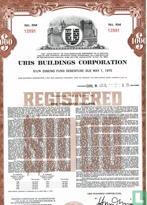 Uris Buildings Corporation, $ 1.000,= 6,5 % Sinking Fund Debenture, 1960