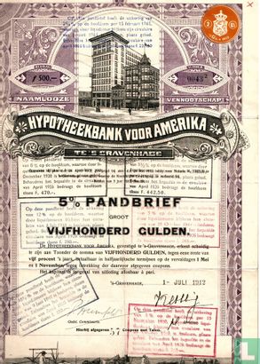 Hypotheekbank voor Amerika, 5% Pandbrief 500 Gulden, 1912