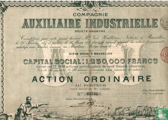 Compagnie Auxiliaire Industrielle, Action Ordinaire, 1897