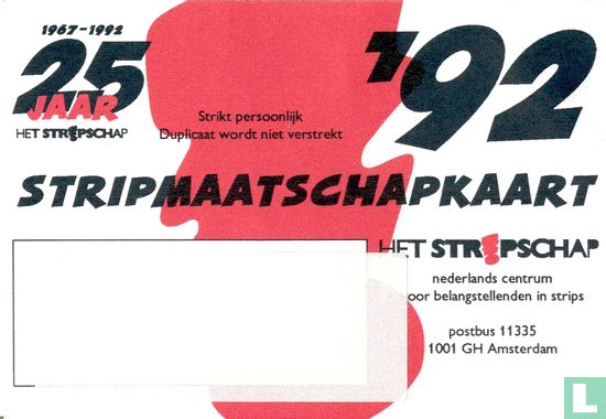 Stripmaatschapkaart 1992 - Image 2