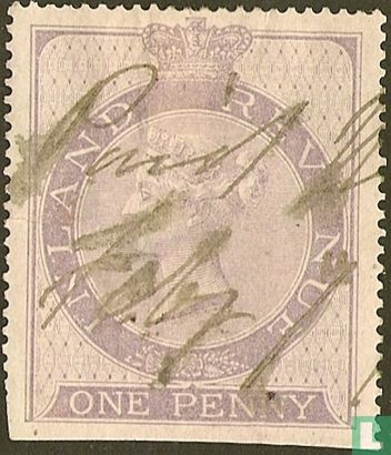 Koningin Victoria. Fiscale zegel gebruikt als postzegel