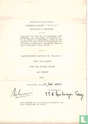 Handelmaatschappy "Torg", Bewijs van aandeel 1000 Gulden, 1932