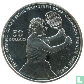 Niue 50 dollars 1987 (PROOF) "1988 Summer Olympics in Seoul - Steffi Graf" - Image 2