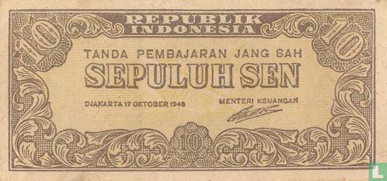Indonésie 10 Sen 1945 (P15b) - Image 1