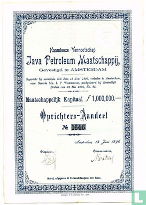 Java Petroleum Maatschappij, Oprichters-Aandeel, 1896