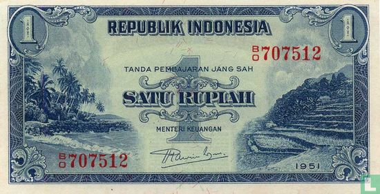 Indonesia 1 Rupiah 1951 - Image 1