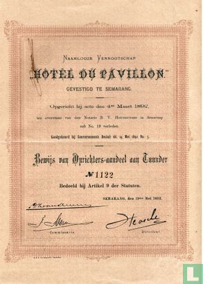 Hotel du Pavillon, Oprichtersaandeel, 1892