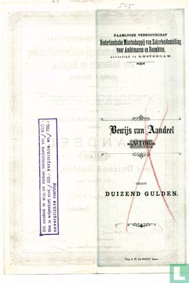Nederlandsche Maatschappij van Zekerheidsstelling voor Ambtenaren en Beambten, Aandeel Duizend Gulden, 1891 - Image 2