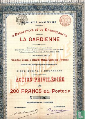 Societe anonyme d'Assurances et de Reassurances, Action Privilegiee 200 Francs, 1899
