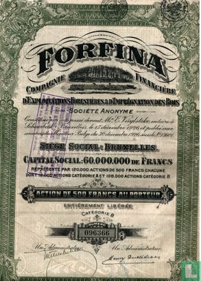 Forfina, Compagnie Financiere, Action de 500 Francs Categorie B, 1926