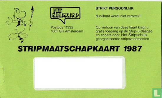 Stripmaatschapkaart 1987 - Image 2