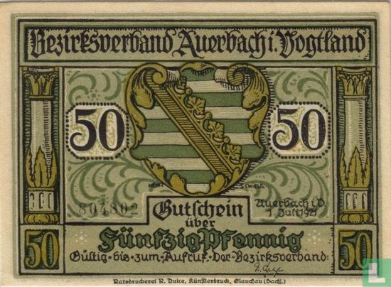 Auerbach 50 Pfennig 1921 (2) ( 3 mm without No. ) - Image 2