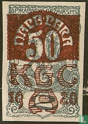 Newspaper stamps with red overprint
