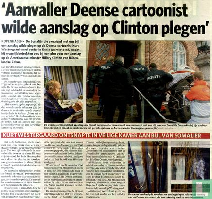 'Aanvaller Deense cartoonist wilde aanslag op Clinton plegen'
