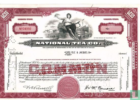 National Tea Company, Share certificate, Common stock