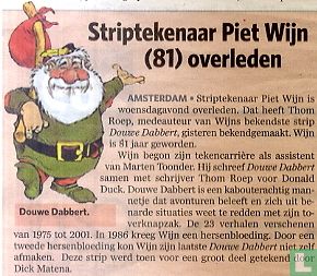 Striptekenaar Piet Wijn (81) overleden