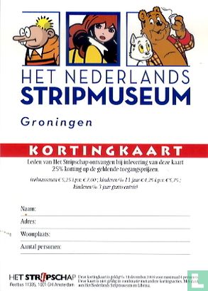 Kortingkaart Het Nederlands Stripmuseum