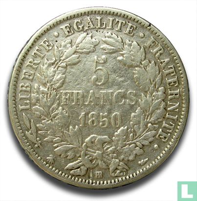 Frankrijk 5 francs 1850 (BB) - Afbeelding 1