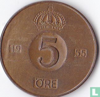 Sweden 5 öre 1955 - Image 1
