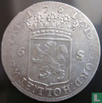Holland 6 stuiver 1761 (zilver) "Scheepjesschelling" - Afbeelding 1