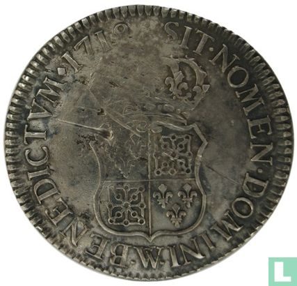 France 1 ecu 1718 (W - with crowned escutcheon) - Image 1