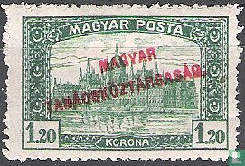Parliament building with red overprint