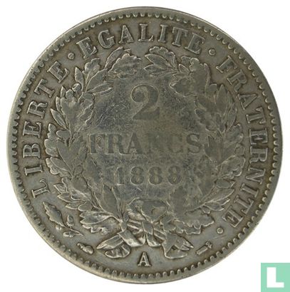 Frankrijk 2 francs 1888 - Afbeelding 1