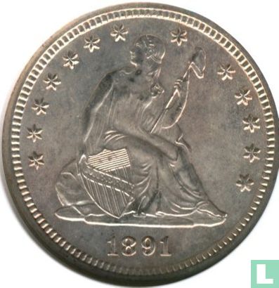 Verenigde Staten ¼ dollar 1891 (zonder letter) - Afbeelding 1