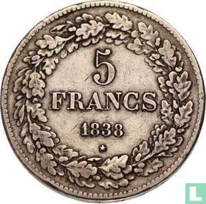 België 5 francs 1838 - Afbeelding 1