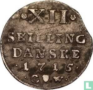 Denemarken 12 skilling 1715 - Afbeelding 1