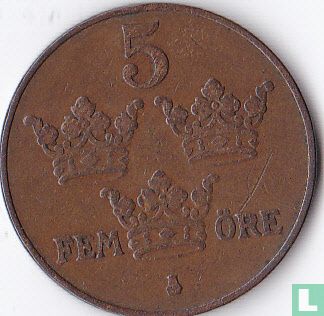 Suède 5 öre 1919 (bronze) - Image 2