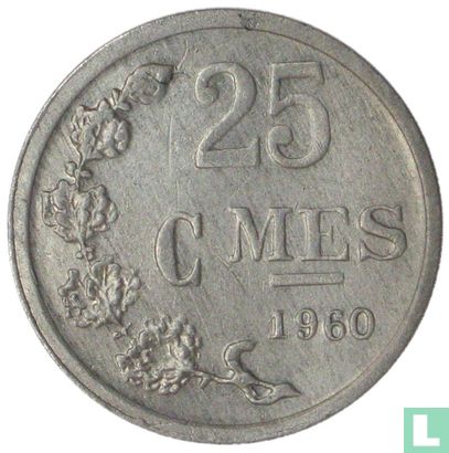 Luxemburg 25 centimes 1960 (muntslag) - Afbeelding 1