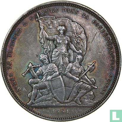 Schweiz 5 Franc 1881 "Fribourg" - Bild 2