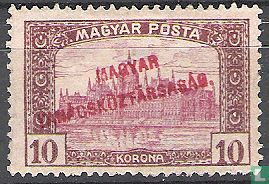 Parliament building with red overprint