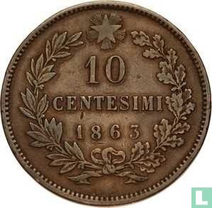 Italië 10 centesimi 1863 Vittorio Emanuele bewerkt tot paus - Afbeelding 1