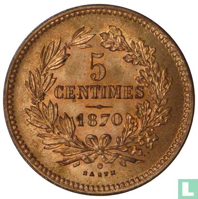Luxemburg 5 centimes 1870 - Afbeelding 1