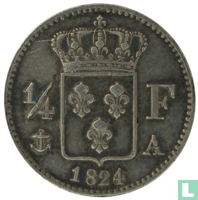 Frankrijk ¼ franc 1824 (A) - Afbeelding 1