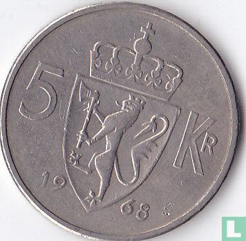 Norway 5 kroner 1968 - Image 1