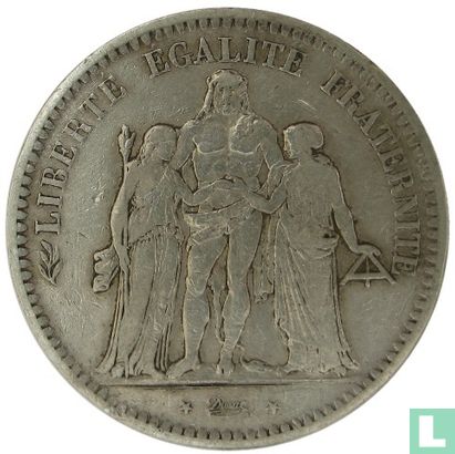 France 5 francs 1848 (Hercules - K) - Image 2